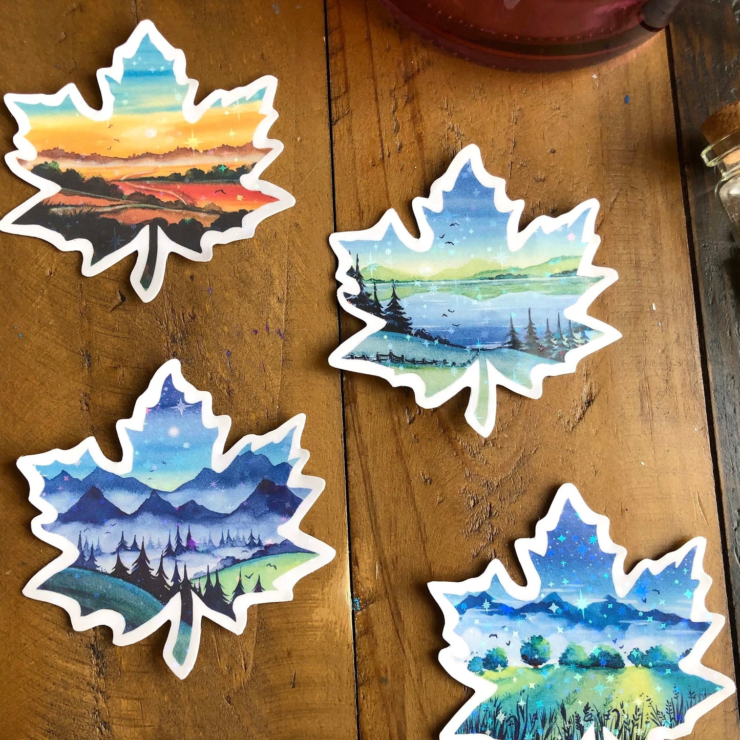 Glitzersticker Ahornblätter (7er-Set)