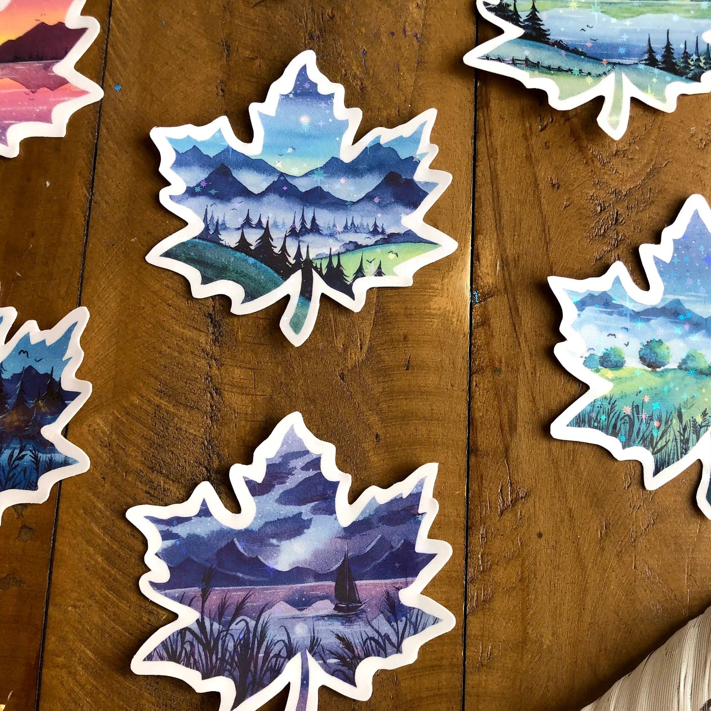 Glitzersticker Ahornblätter (7er-Set)