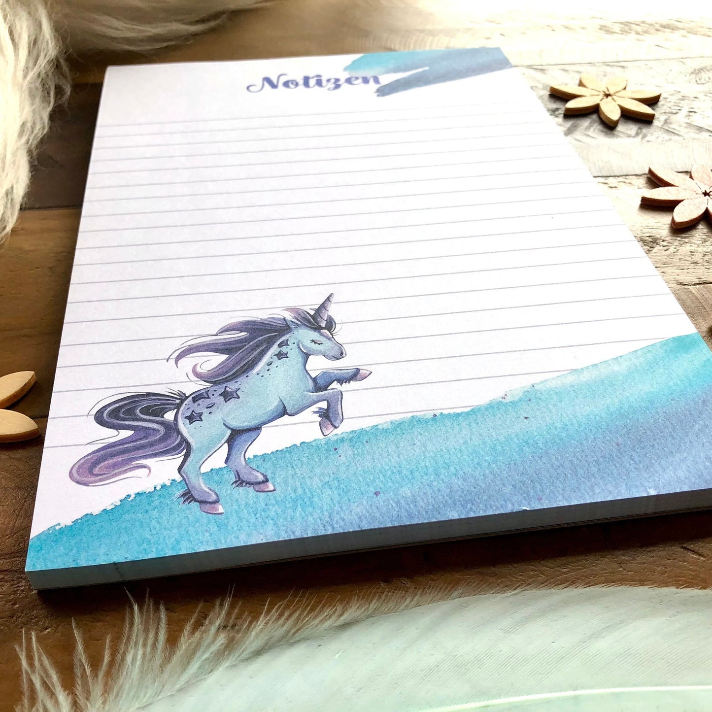 Notizblock Blaues Einhorn A5