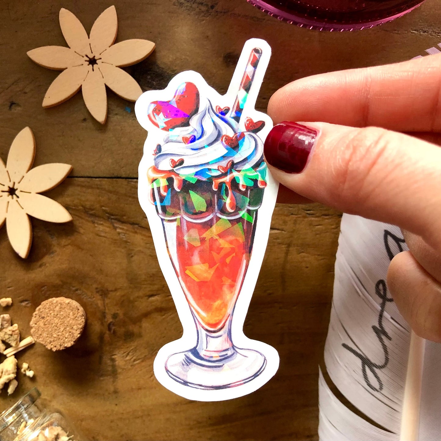Glitzersticker Eiskaffee