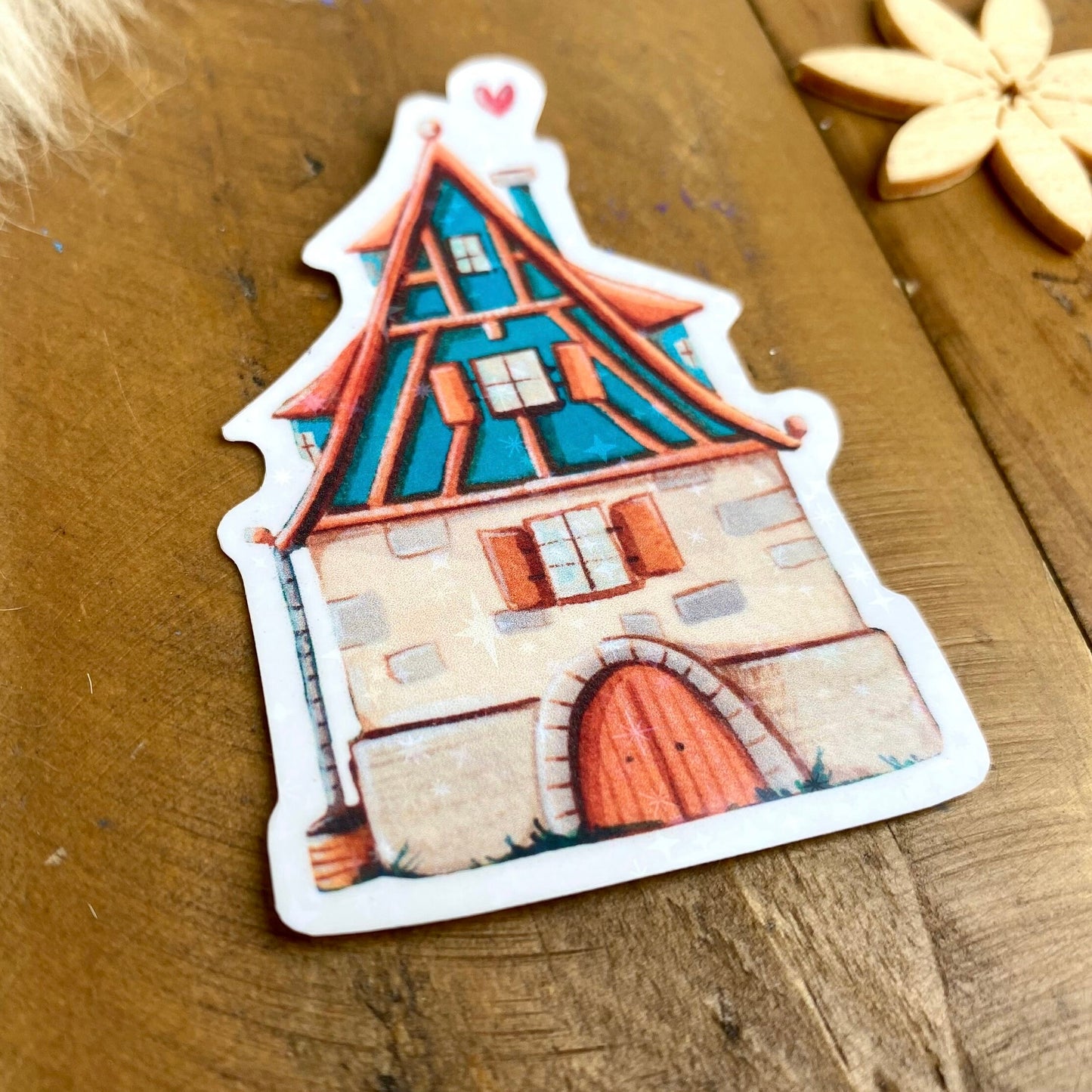Glitzersticker Fachwerkhaus