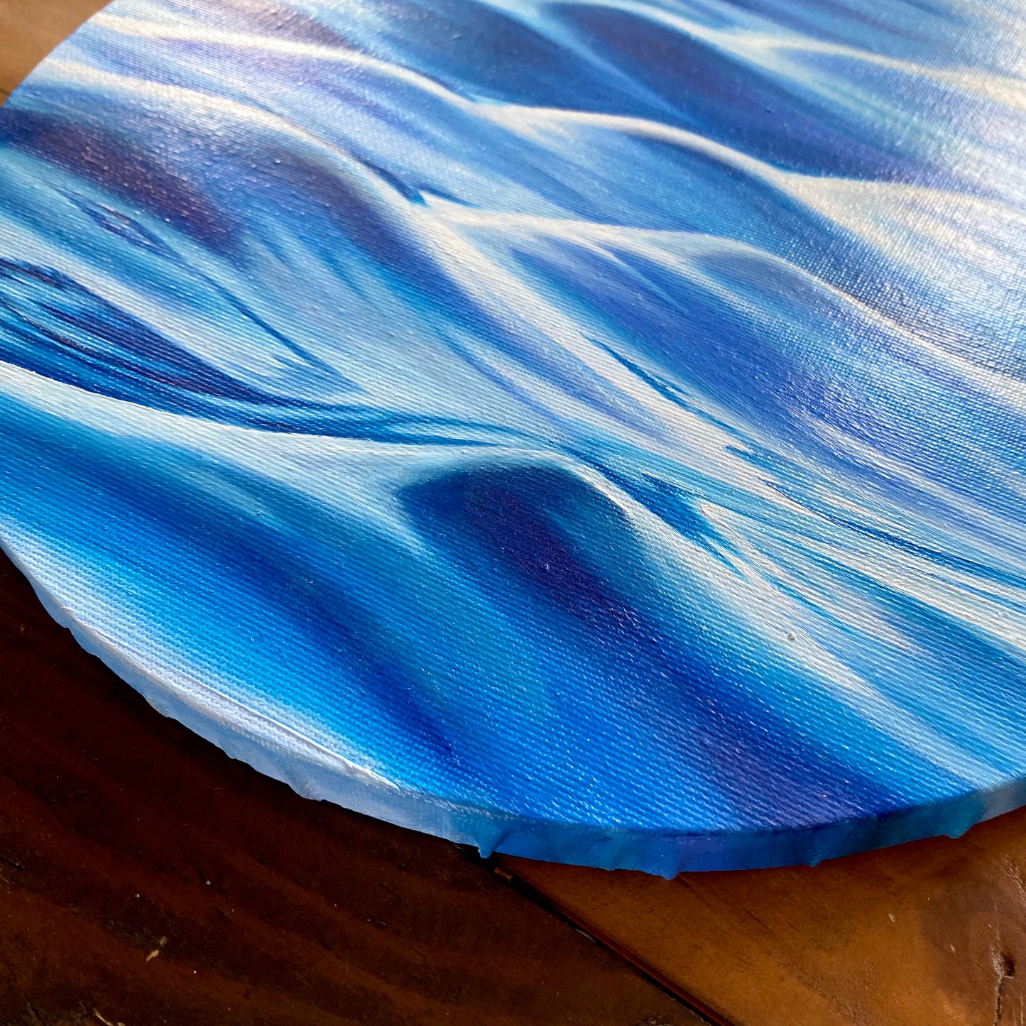 Meereslandschaft "Blaue Wellen" in Öl 30 cm Durchmesser