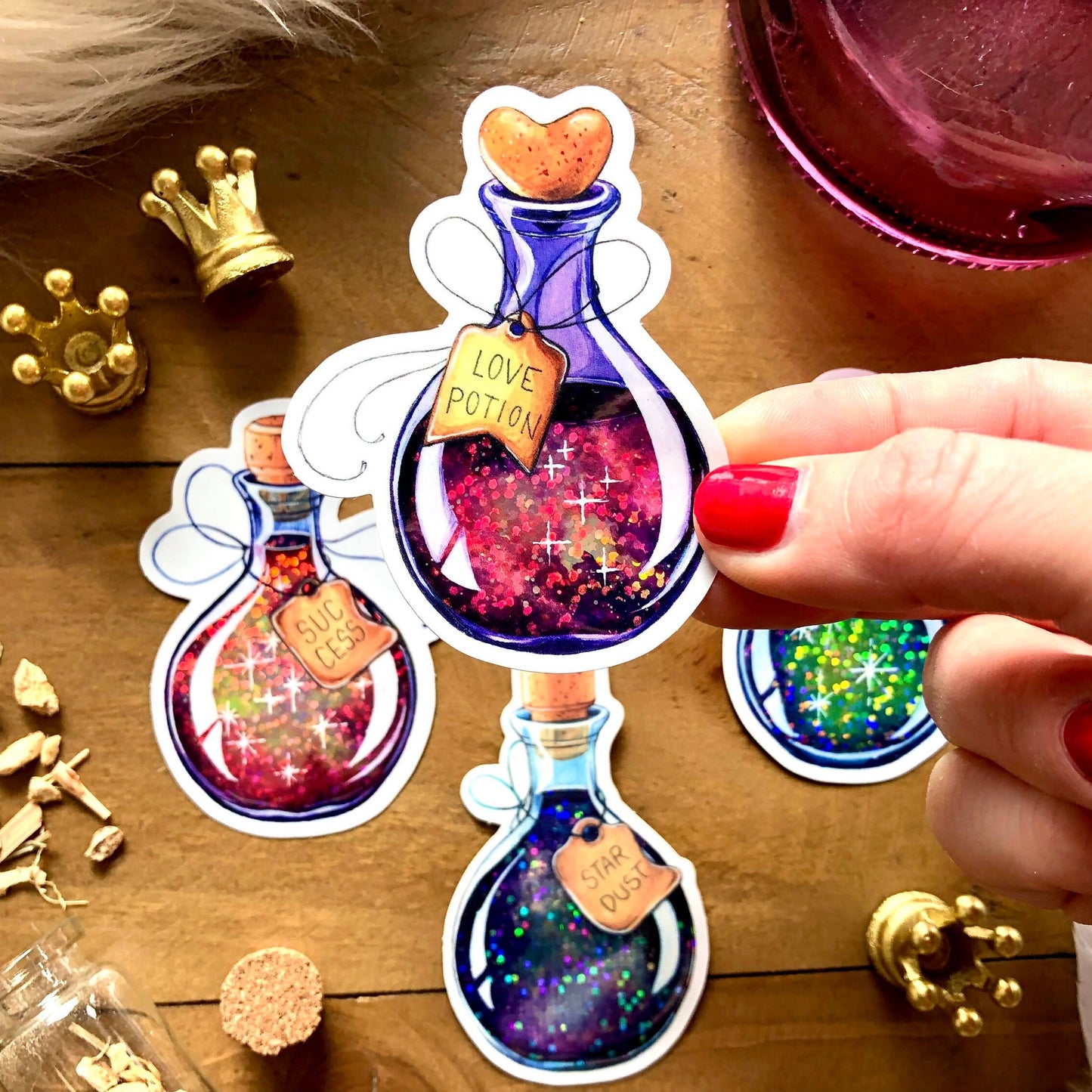 Glitzersticker Zaubertränke (4er-Set)