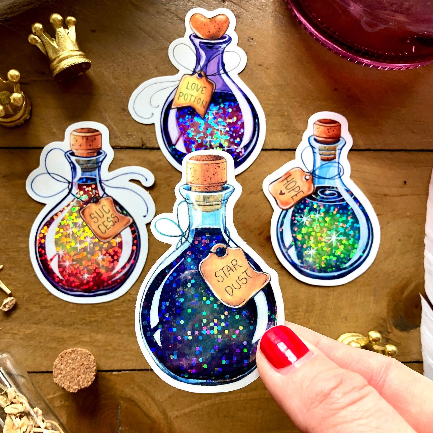 Glitzersticker Zaubertränke (4er-Set)