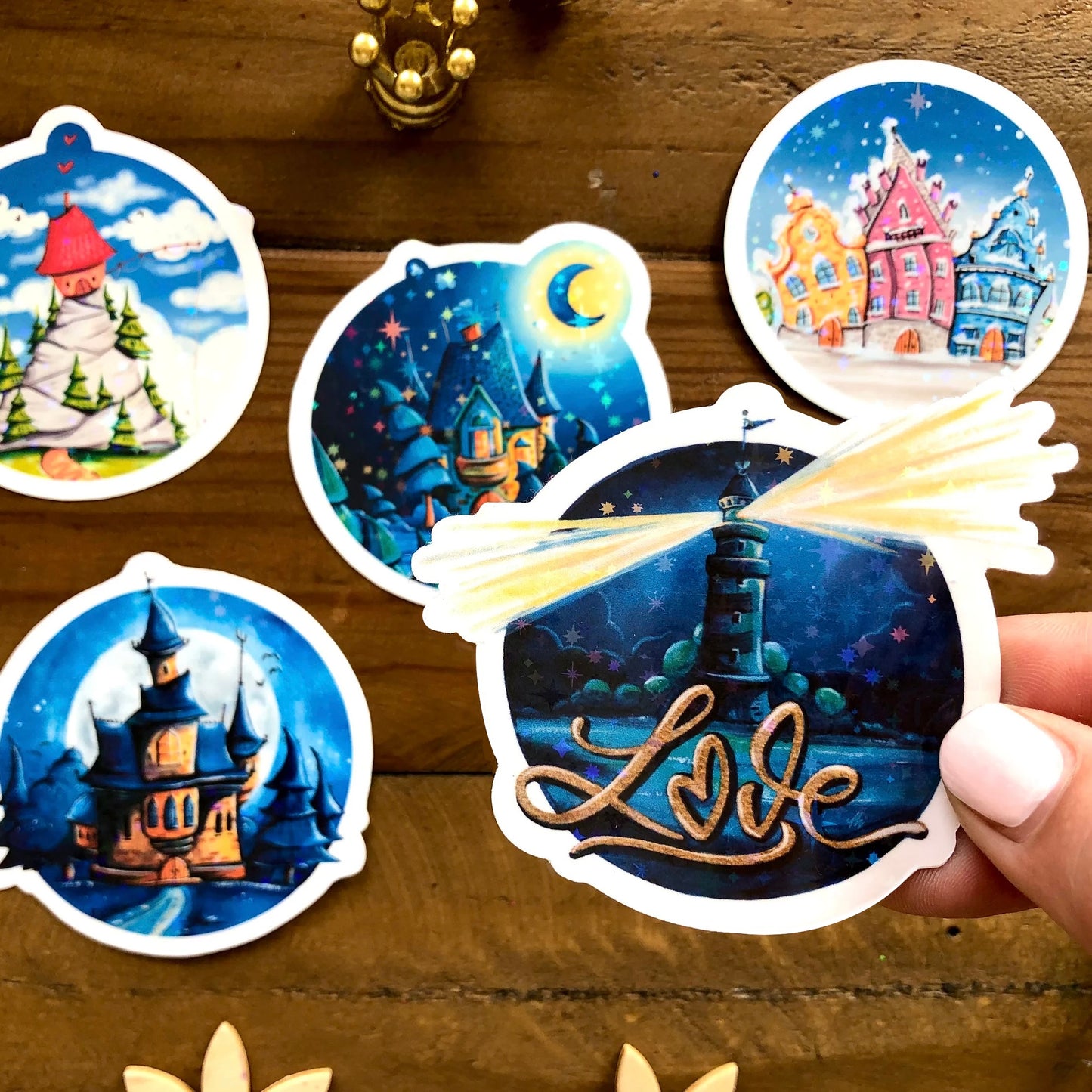 Glitzersticker Fantastische Häuschen (5er-Set)