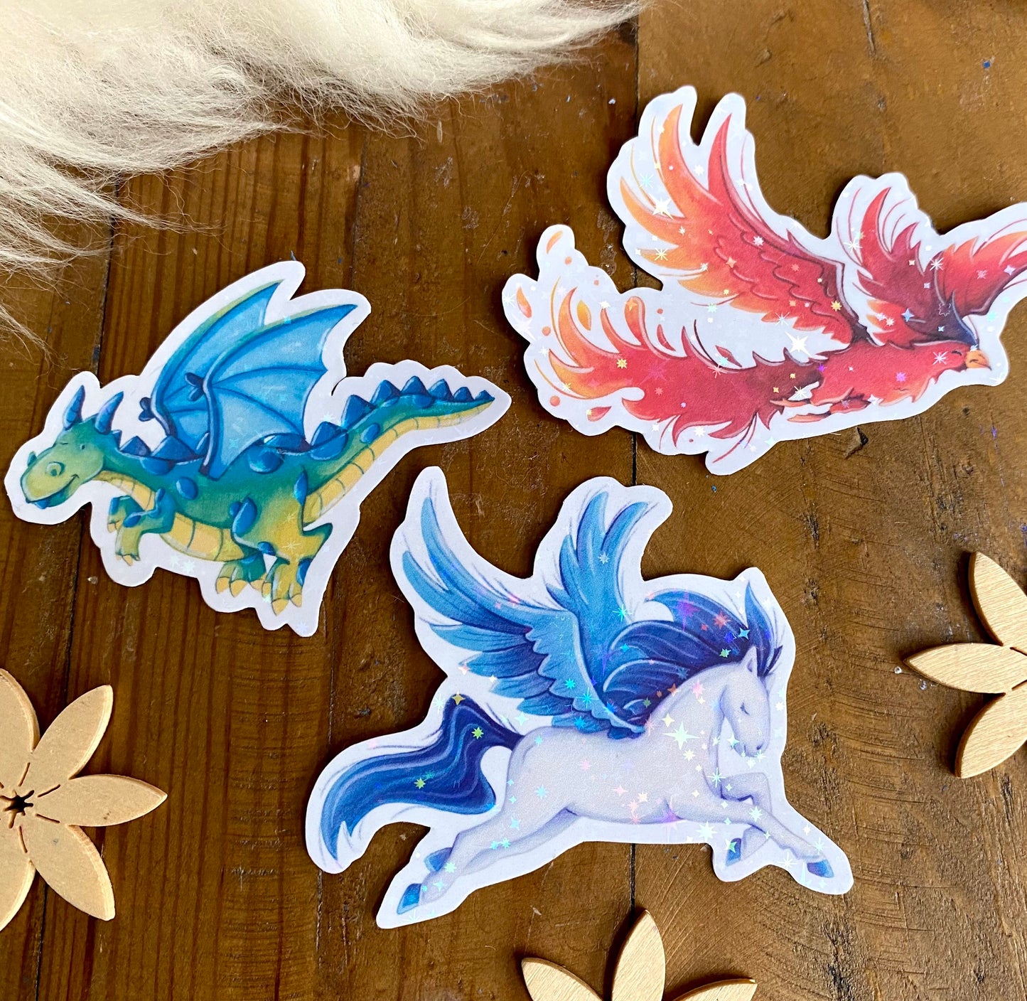 Glitzersticker Fantasiewesen (3er-Set)
