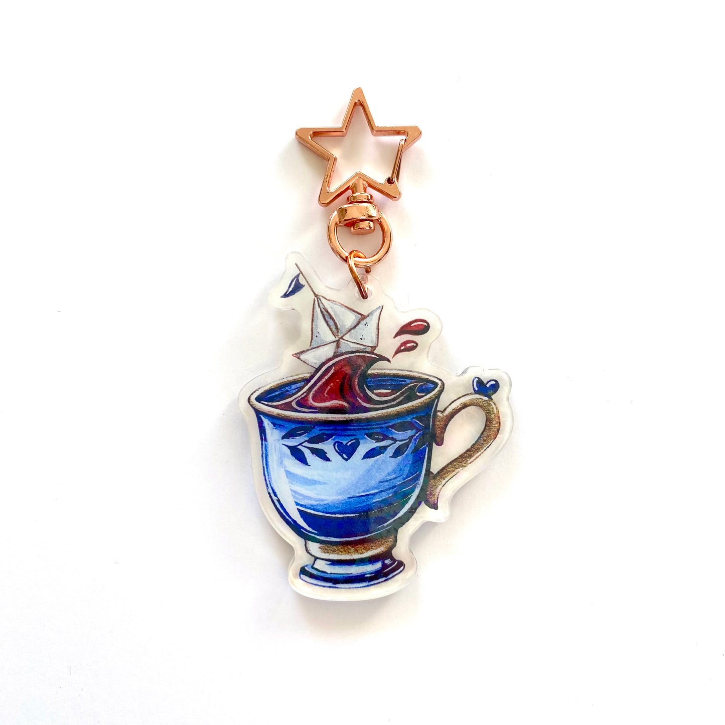 Schlüsselanhänger Kaffeetasse mit Papierboot