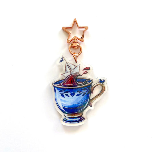 Schlüsselanhänger Kaffeetasse mit Papierboot