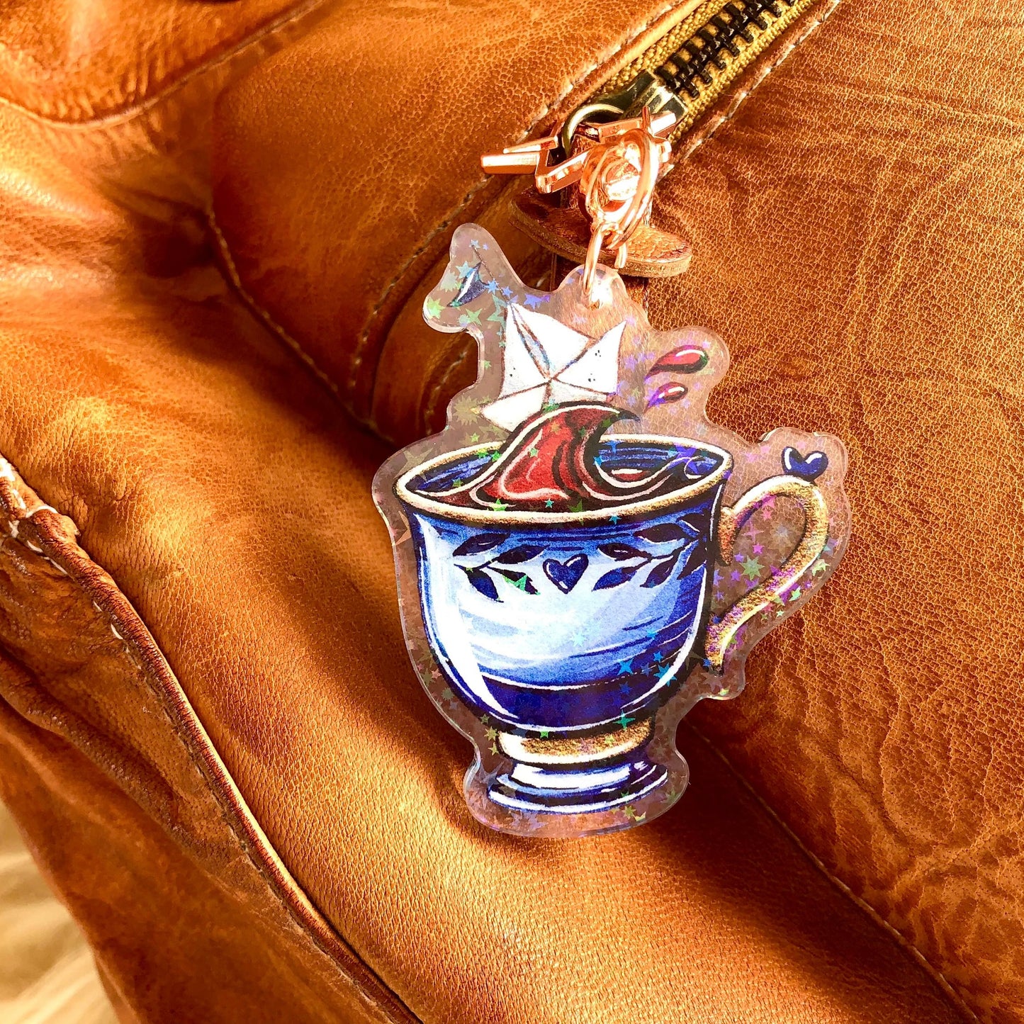 Schlüsselanhänger Kaffeetasse mit Papierboot