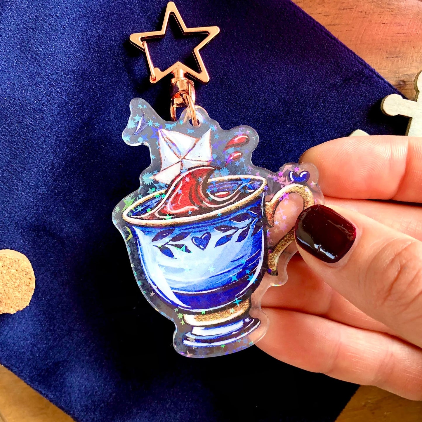 Schlüsselanhänger Kaffeetasse mit Papierboot