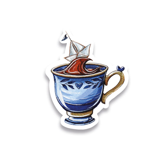 Glitzersticker Kaffeetasse mit Papierboot