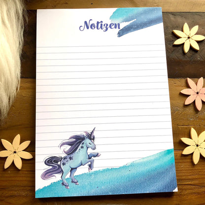 Notizblock Blaues Einhorn A5