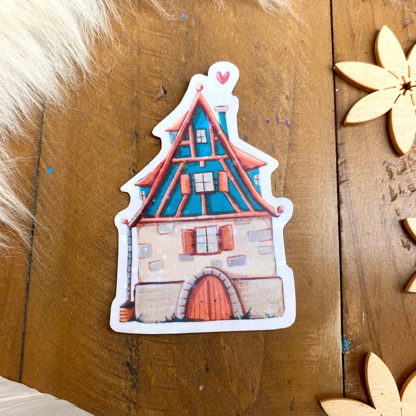 Glitzersticker Fachwerkhaus
