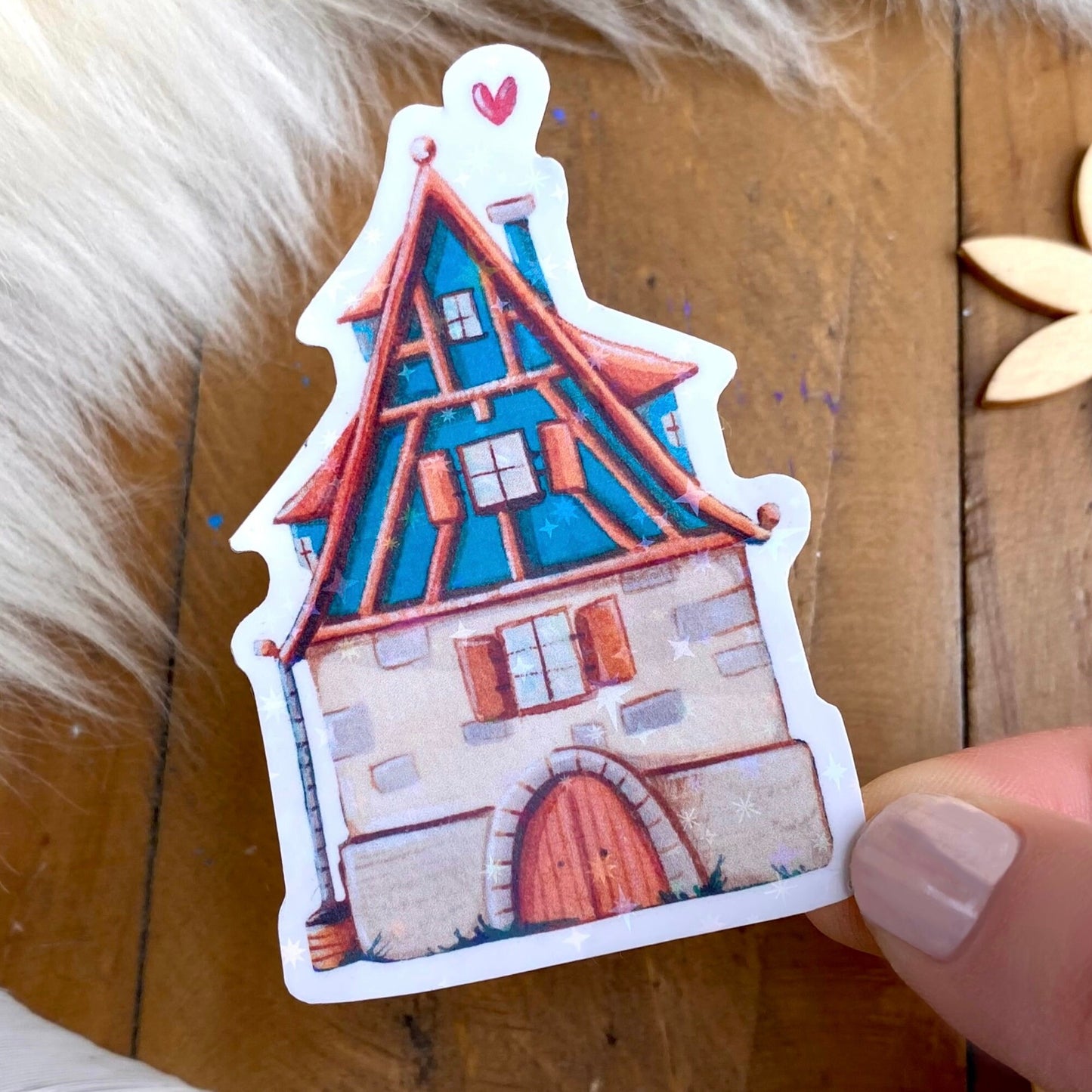 Glitzersticker Fachwerkhaus