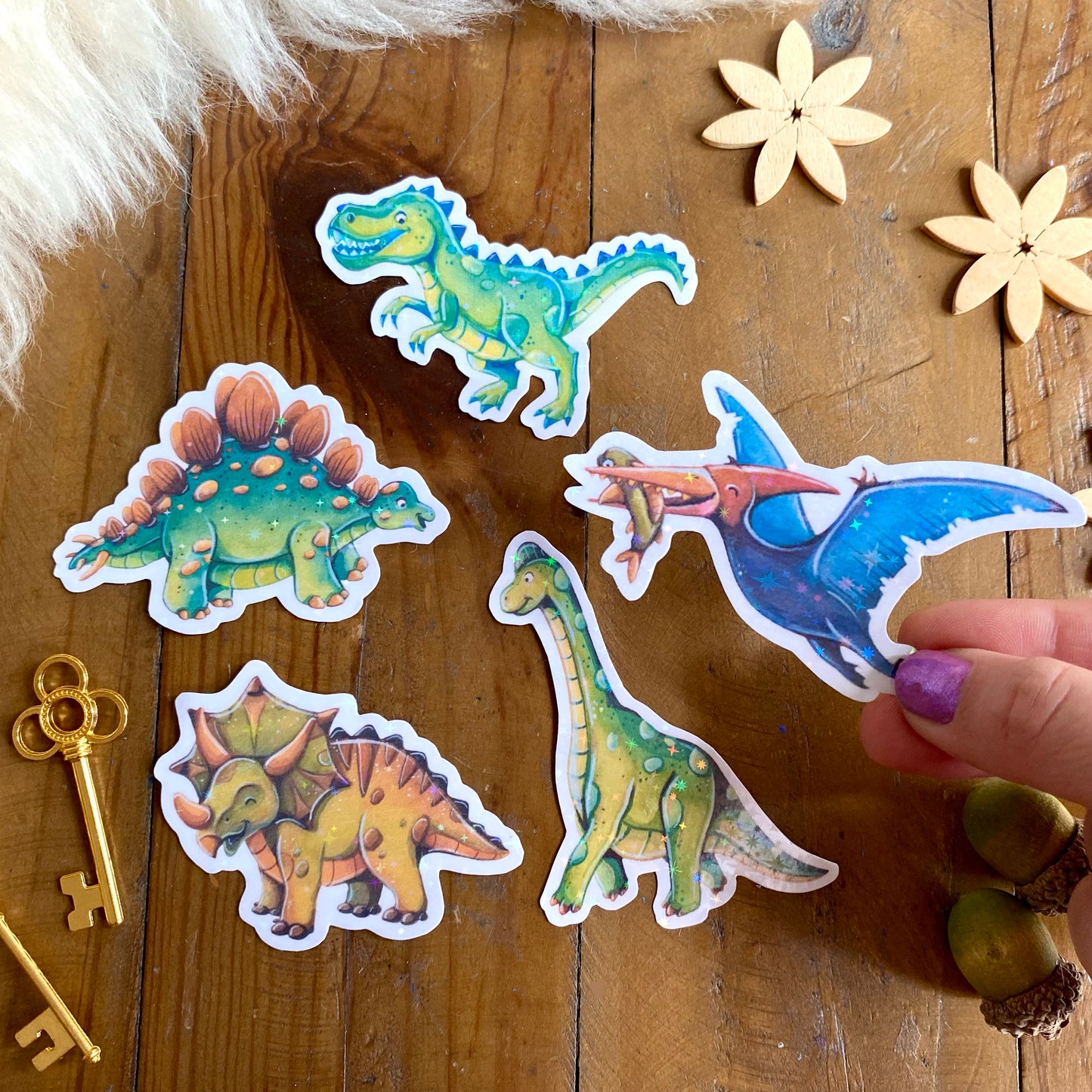 Glitzersticker Dinosaurier (5er-Set)