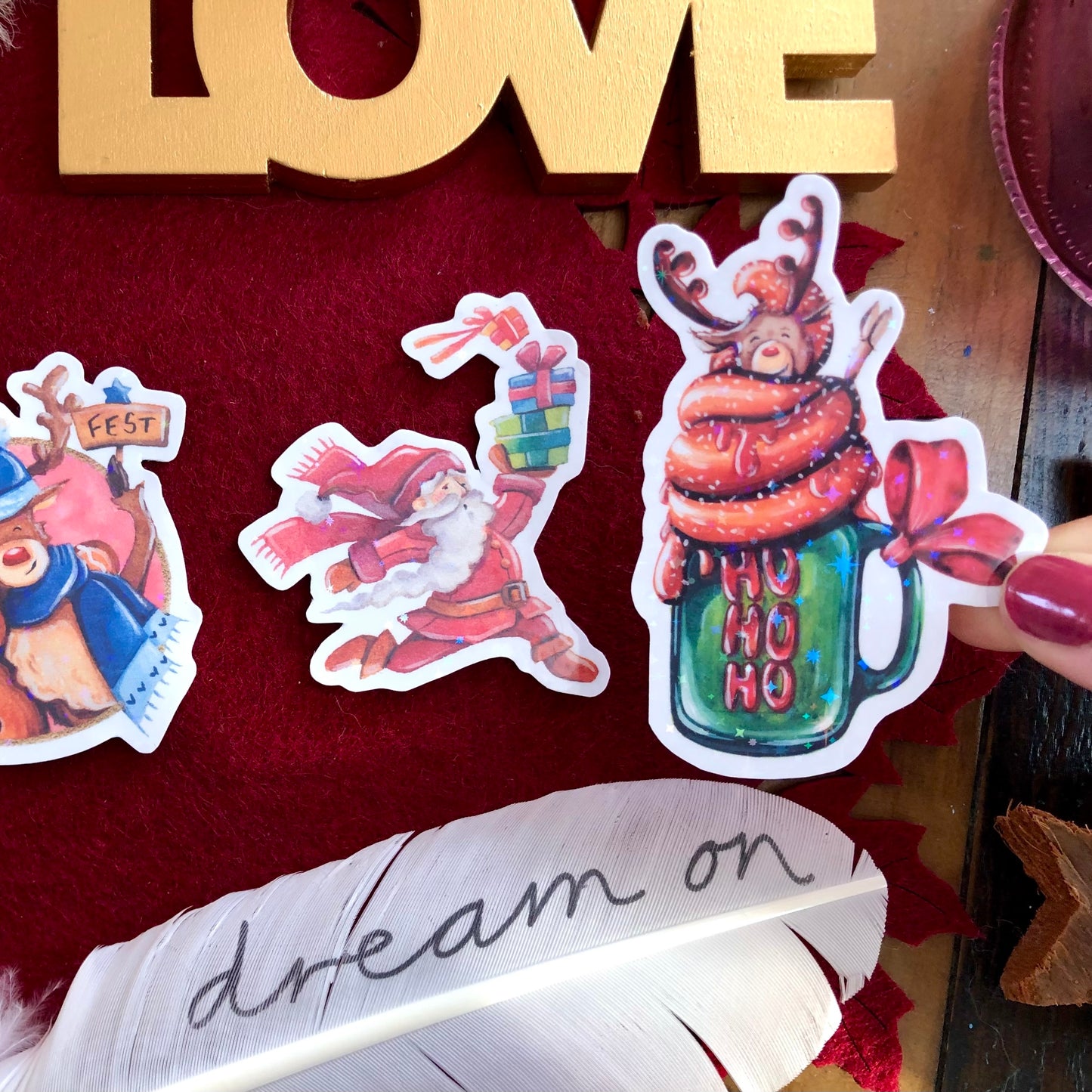 Glitzersticker Weihnachten "Frohes Fest" (3er-Set)