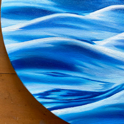 Meereslandschaft "Blaue Wellen" in Öl 30 cm Durchmesser