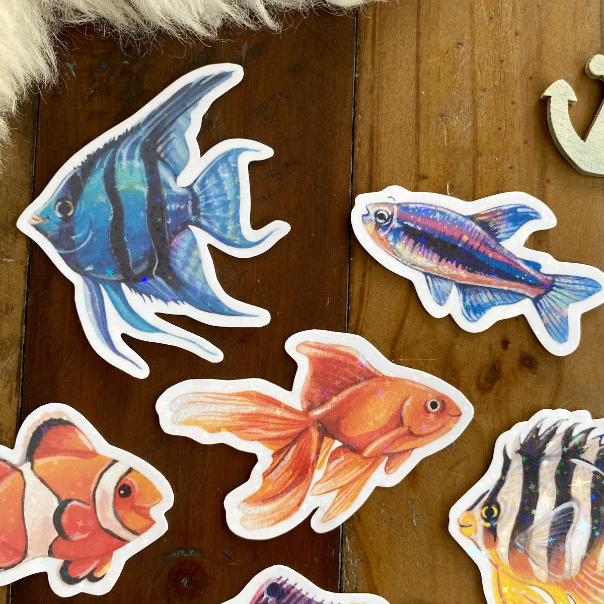Glitzersticker Bunte Fische (6er-Set)