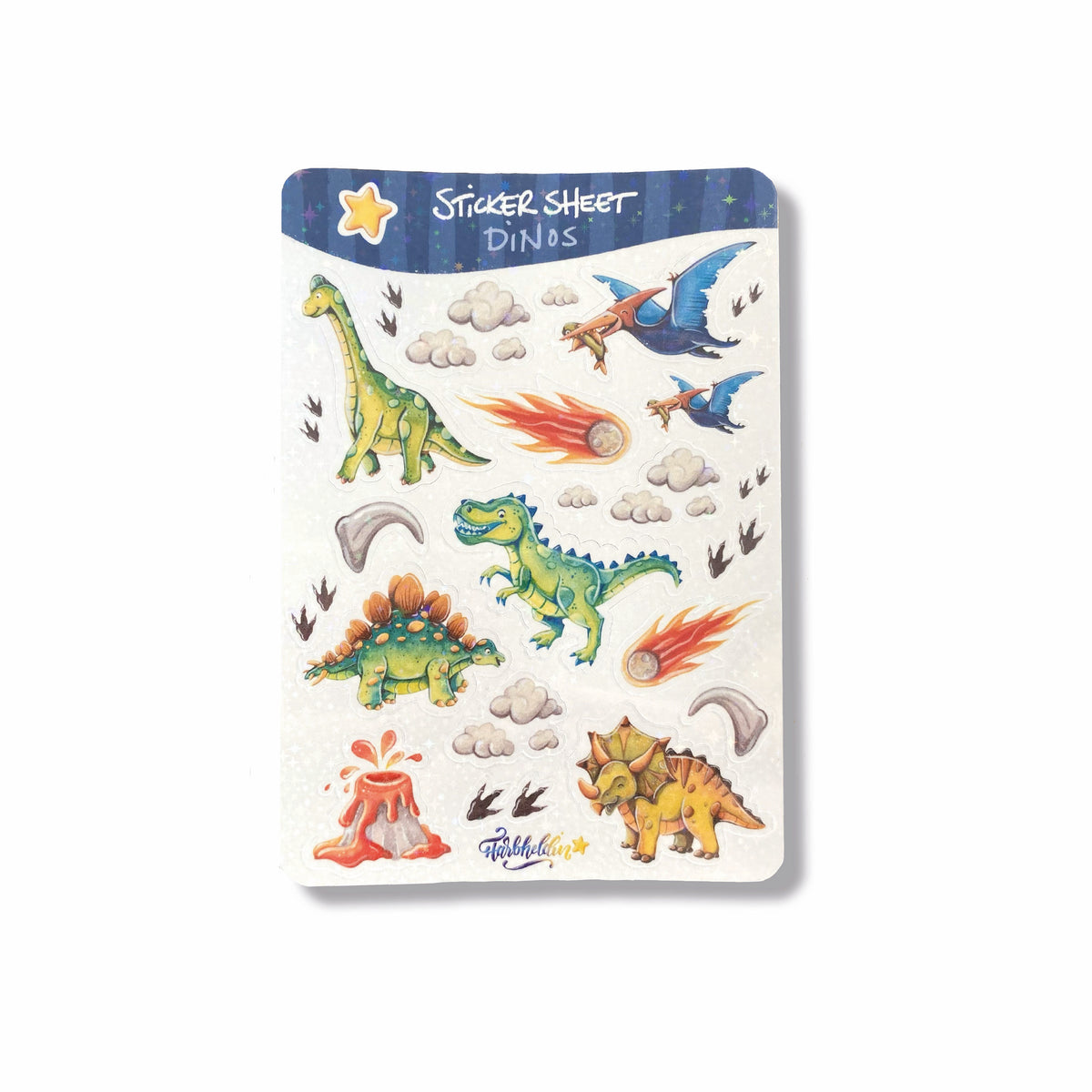 Stickersheet mit Glitzerstickern mit Dinosauriern