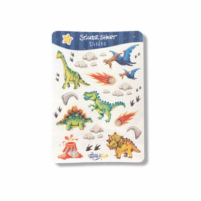 Stickersheet mit Glitzerstickern mit Dinosauriern