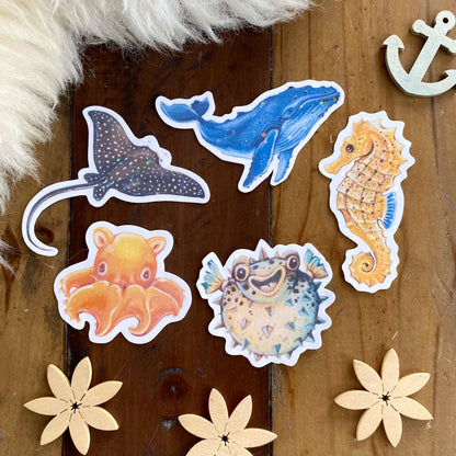 Glitzersticker Meeresbewohner (5er-Set)