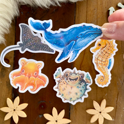 Glitzersticker Meeresbewohner (5er-Set)