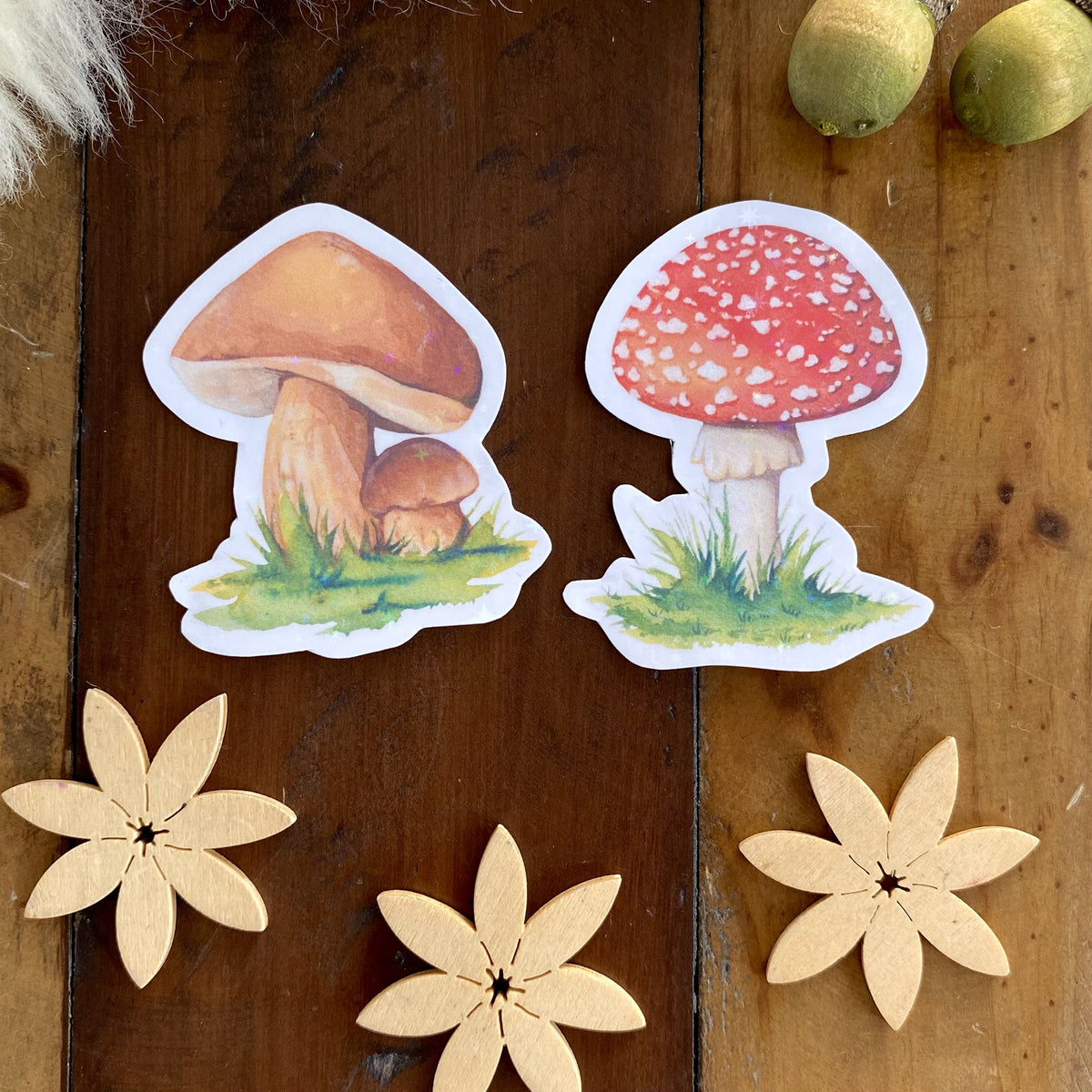 Glitzersticker Pilze (2er-Set)