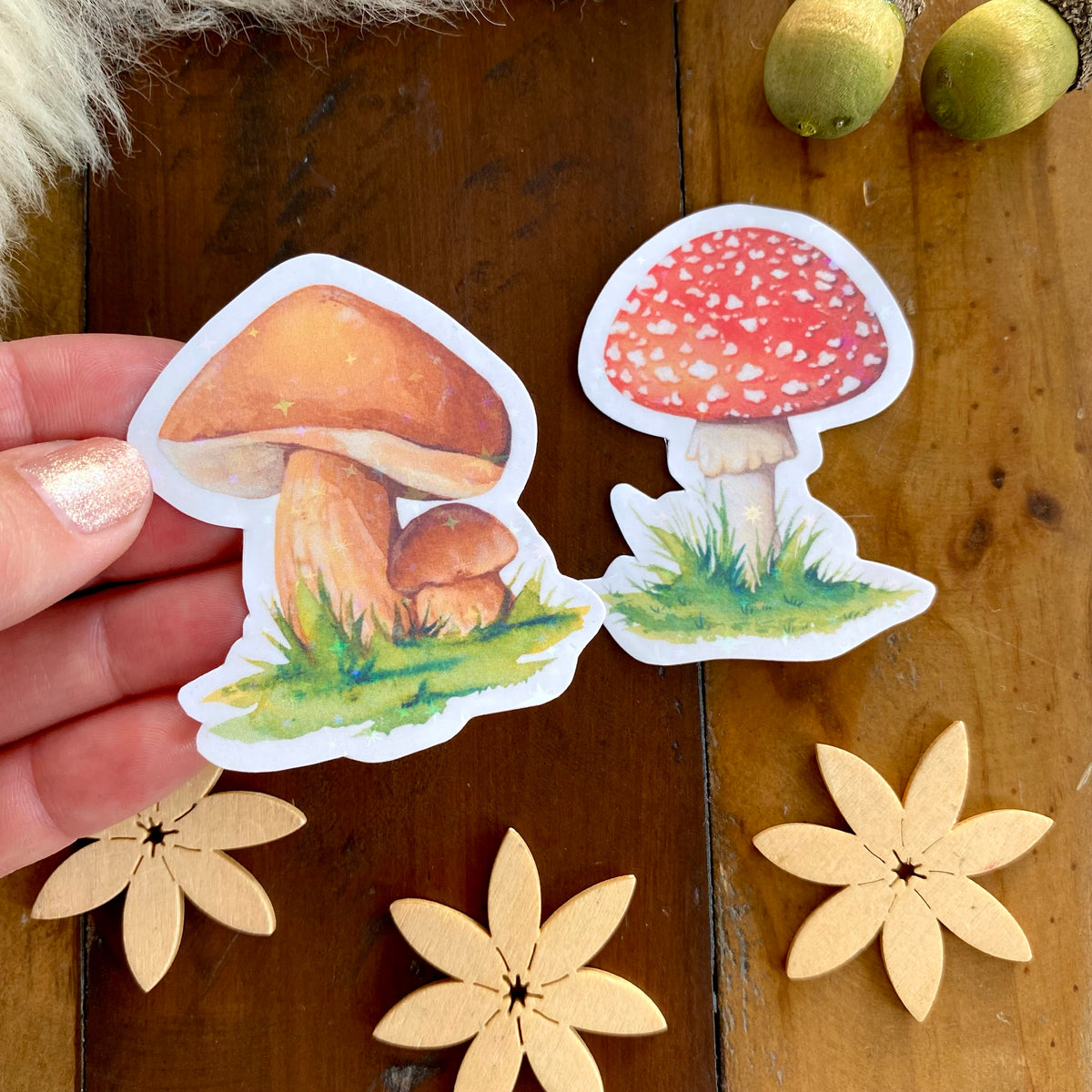 Glitzersticker Pilze (2er-Set)