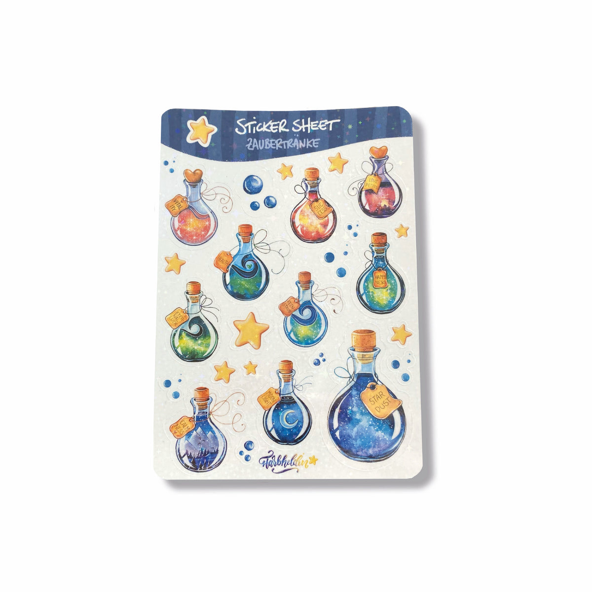 Stickersheet mit Glitzerstickern aus Zaubertränken