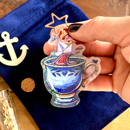 Schlüsselanhänger Kaffeetasse mit Papierboot