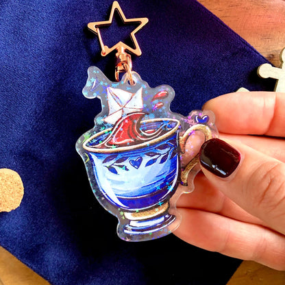 Schlüsselanhänger Kaffeetasse mit Papierboot